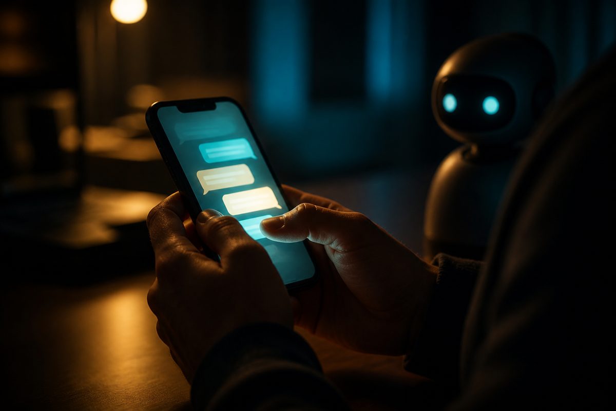 Guest receiving a CYBERORACLE reading on a smartphone