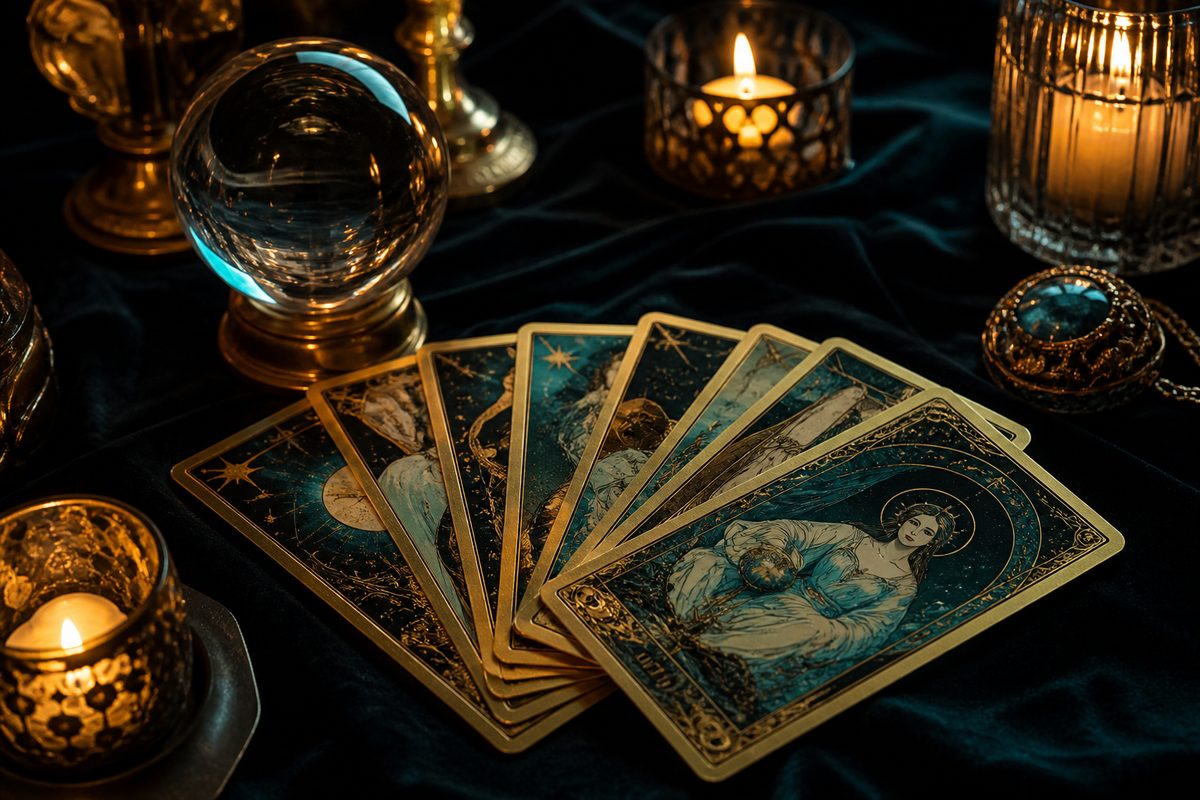 Tarot cards, candlelight, and a small stage robot